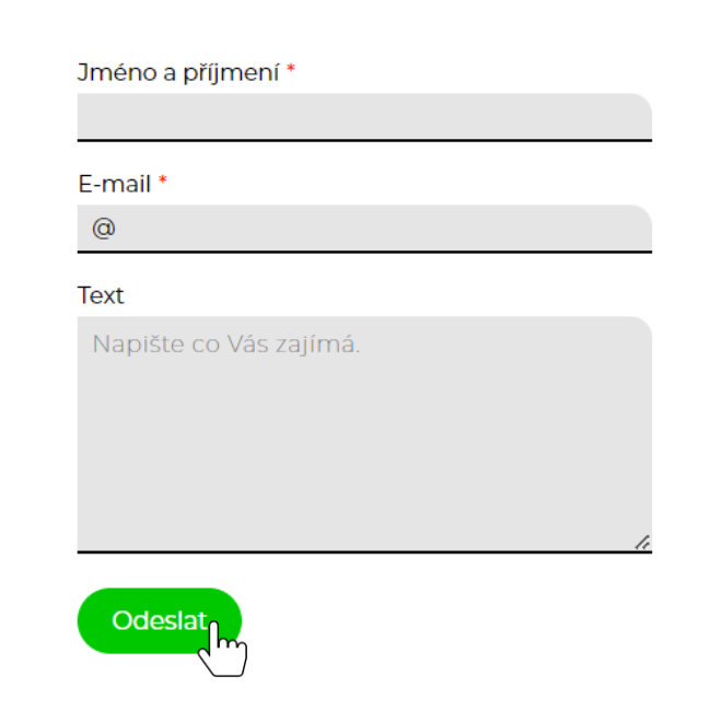 Kompletní kontaktní formulář v prohlížeči.