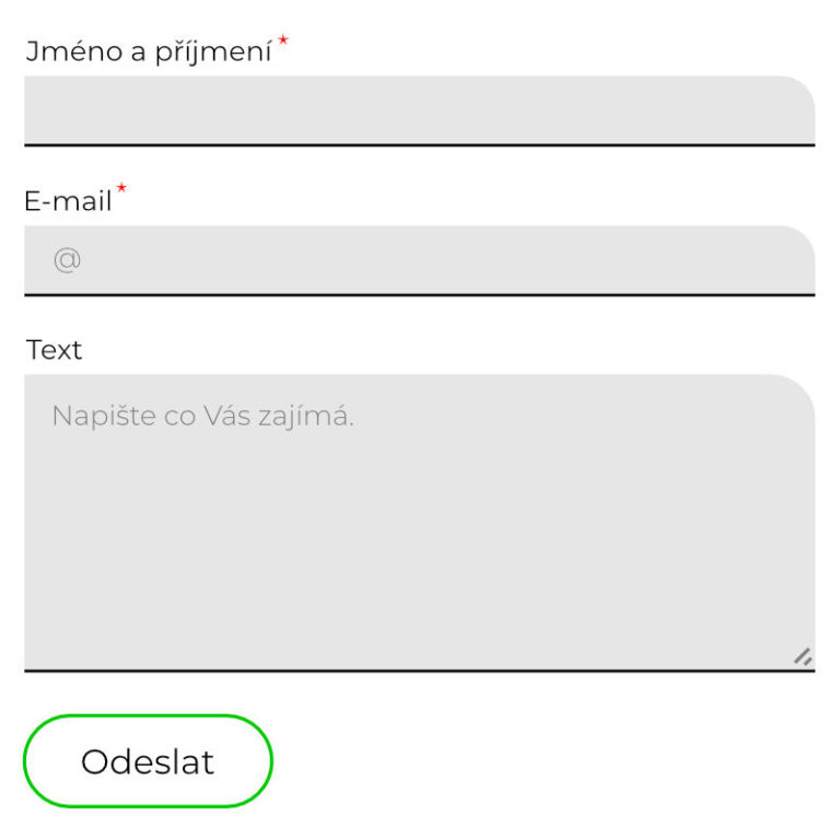 Grafický návrh kontaktního formuláře.